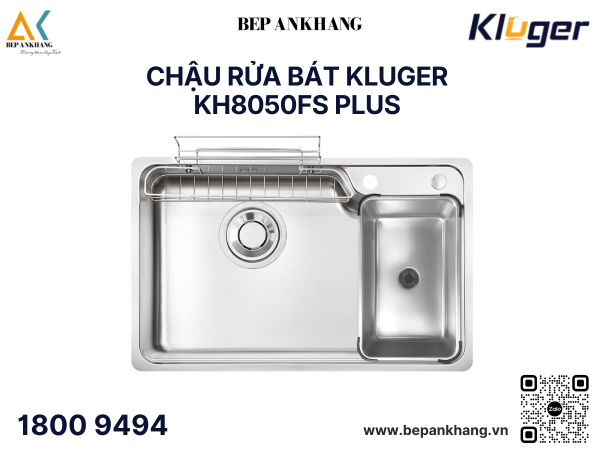 Chậu rửa bát Kluger KH8050FS Plus - Inox 304 Posco - Linen dập nổi